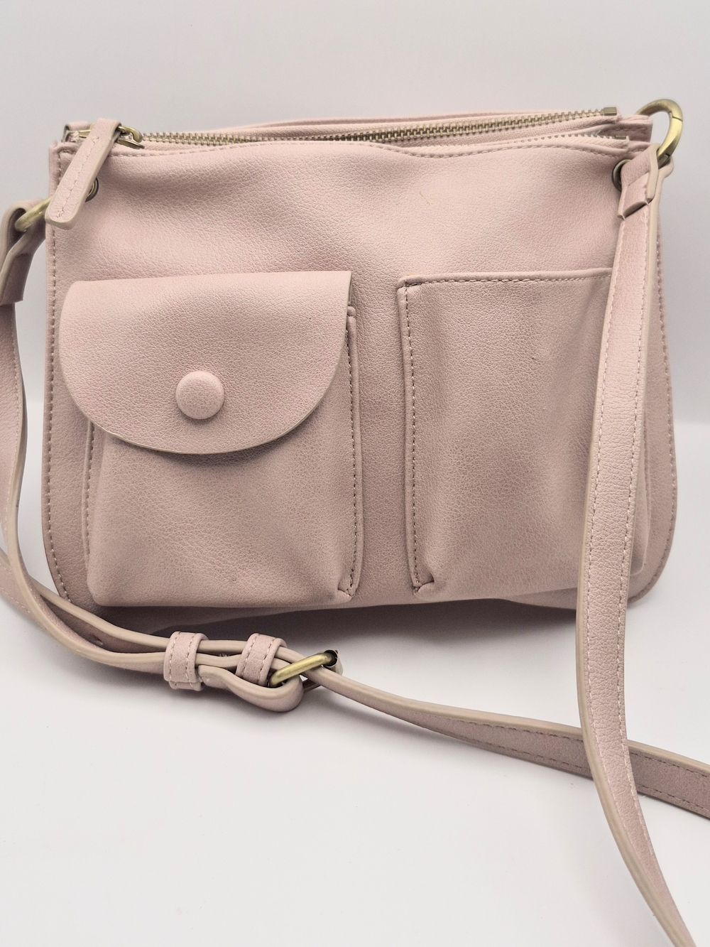 Anthropologie Soft Pink Foldover Utility Crossbody Purse Vegan Leather